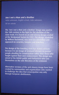 A photo of the Wedgwood supplicant slave on a museum information panel