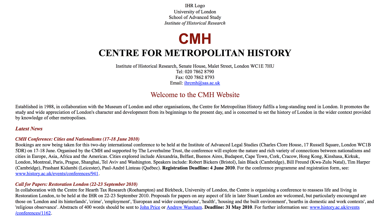 Centre for Metropolitan History (CMH)