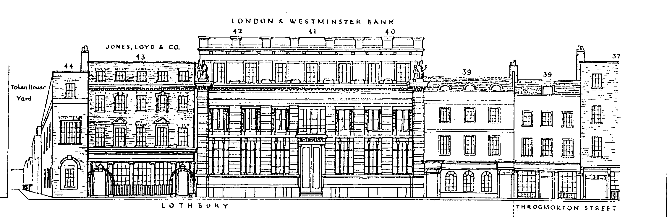 Fig. 12. drawing of London and Westminster Bank Headquarters, Lothbury (1834)