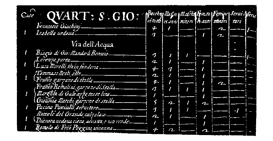 Fig. 4. picture of extract from a Census of
Florence, 1632
