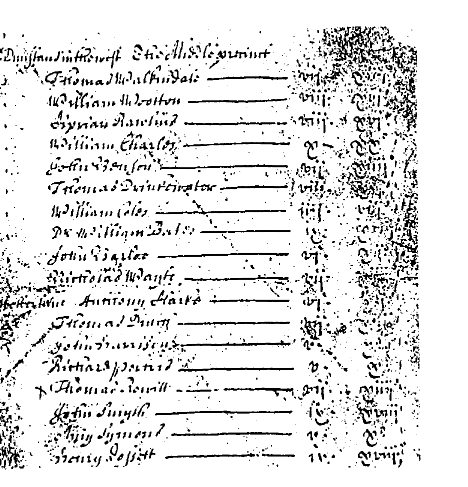 Fig. 6. picture of extract from Hearth Tax
for St. Dunstan's in the West parish, 1662