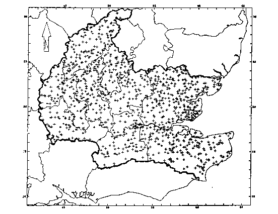 Fig 1. map showing distribution of IPM
extents, 1270-1339