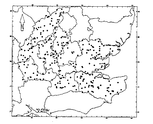 Fig. 3 map showing distribution of watermills