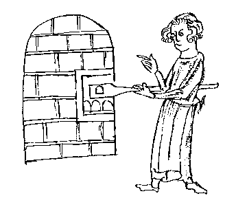 Fig. 6 drawing of a baker at the oven, temp.
Edward I (Assisa Panis, 21 Edw. I-16 Henry. VI)