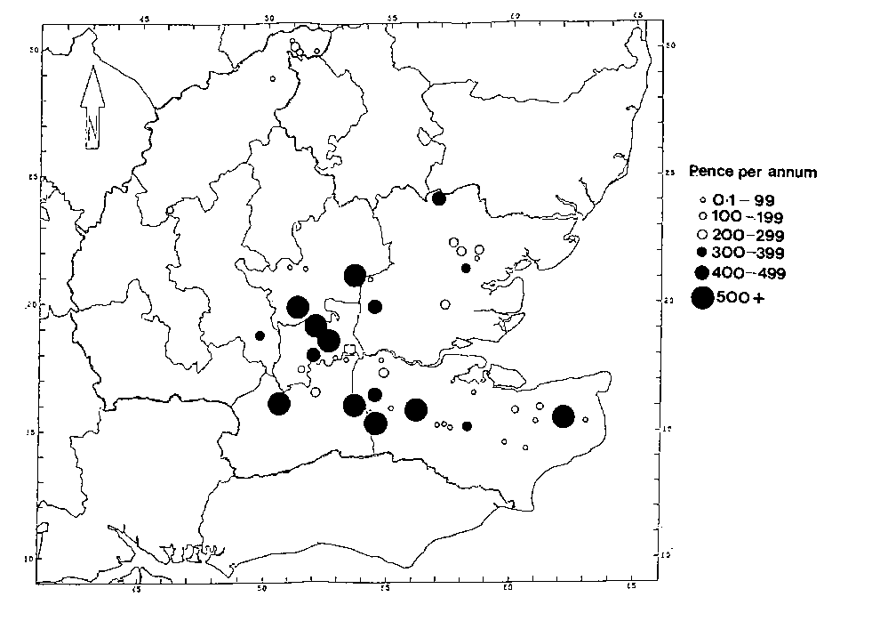 Fig. 3. map showing mean income from the sale
of faggots