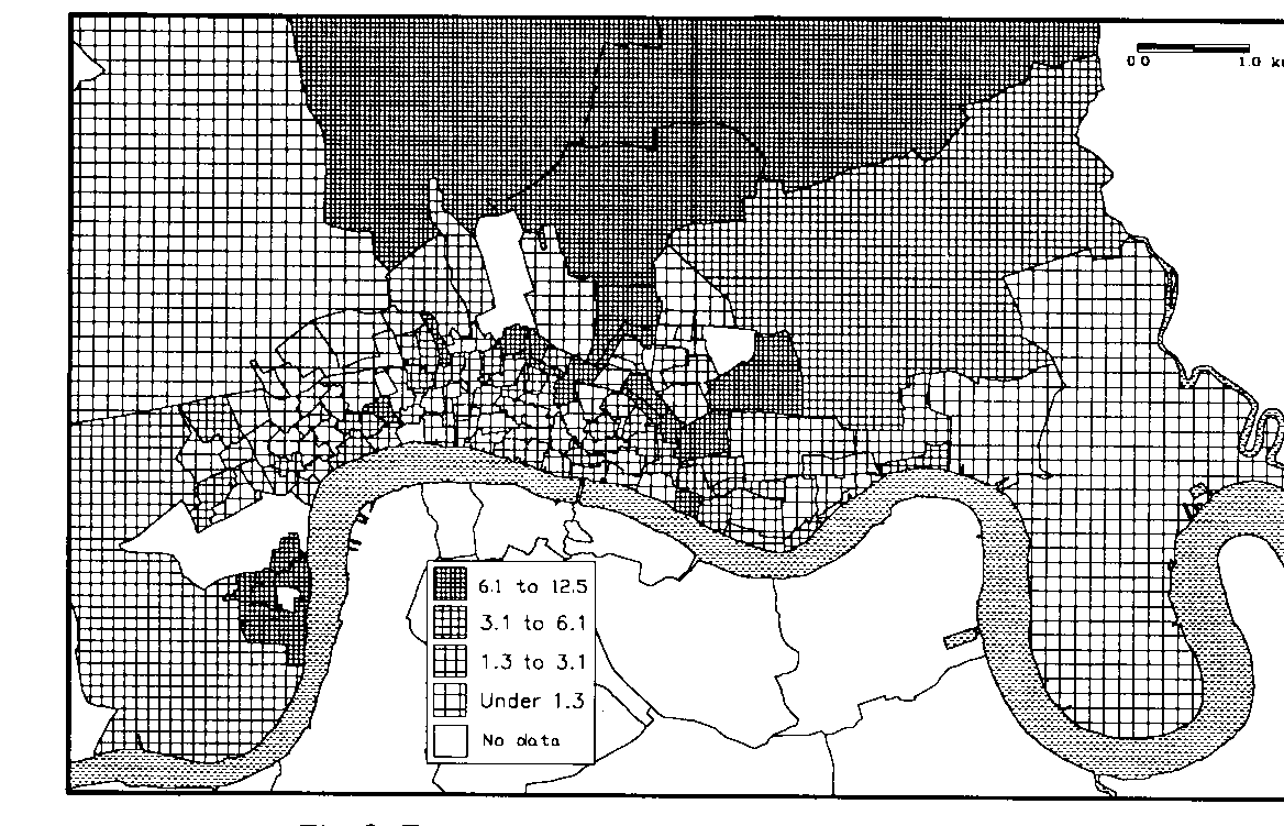 Fig. 8. map showing empty properties as a
percentage of all households