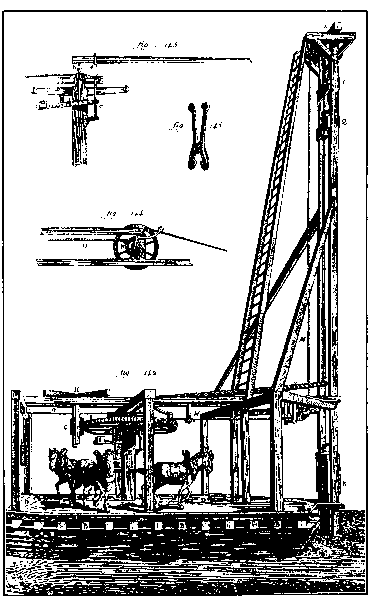 Fig. 3 picture of a a pile-driver of a type used for the contruction of Westminster Bridge in 1738
