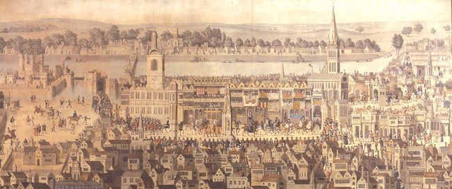 Coronation procession of Edward VI along Cheapside (S.Grimm), courtesy of the Society of Antiquaries of London