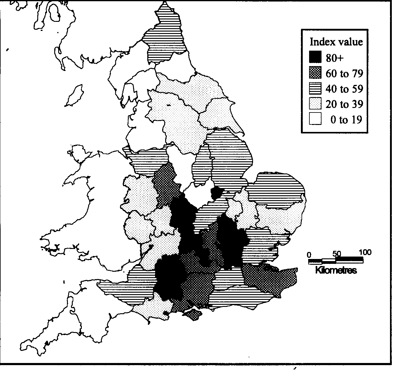 Fig. 2. map of debts owed to Londoners in 1570
