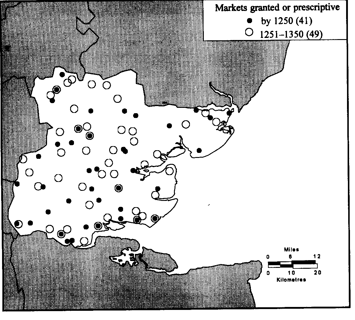 Fig. 4. Essex: prescriptive and granted markets up to 1350