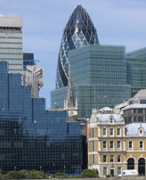 View of the Swiss Re Tower in the City of London