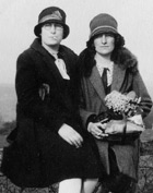 A old photo of two women on a day out
