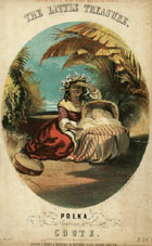 The cover of sheet music from the 1860s showing a black maid with a white baby in a Caribbean setting.