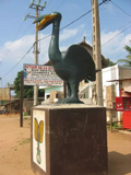 Photo of a sculpture of a bird on the Slaves' route in Ouidah
