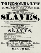 Slave auction poster from 1829.