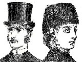 An engraving of a Victorian couple