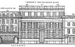 Drawing of headquarters of first London and Westminster Bank