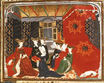 An image from a medieval book showing Isabeau  of Bavaria