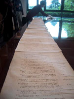 A photograph of treasure roll partly rolled out