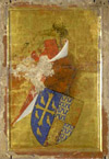 A detail from the Wilton Diptych, showing the white hart brooch and broomcod collar